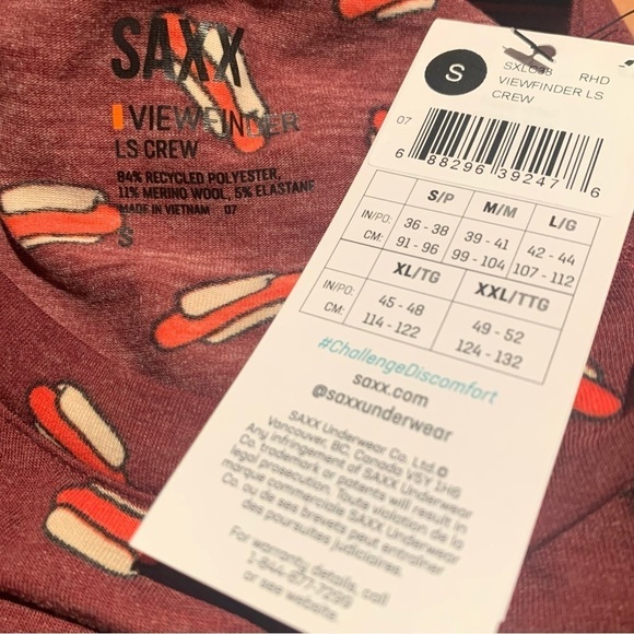 SAXX Viewfinder Long Sleeve Red Hot Diggity - Picture 3 of 4